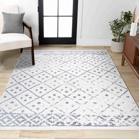 Jonathan Y Juba Moroccan Geometric Diamond Ivory/Gray 3 ft. x 5 ft. Area Rug MOH508A-3