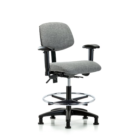 Blue Ridge Ergonomics Chair, Fabric, Med Bench, AA CF Glides, Gry, 6-Way Adjustable, 22" to 29" Height, Gray BR-FMBCH-RG-T0-A1-CF-RG-F44