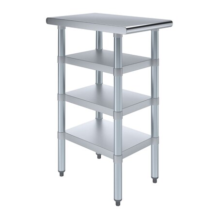 Amgood 24in D x 15in L Stainless Steel Table, Three Undershelves AMG WT-2415-3SH-Z