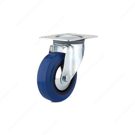 Richelieu Industrial Blue Elastic Rubber Caster, Swivel Without Brake, with Plate, Blue F08335