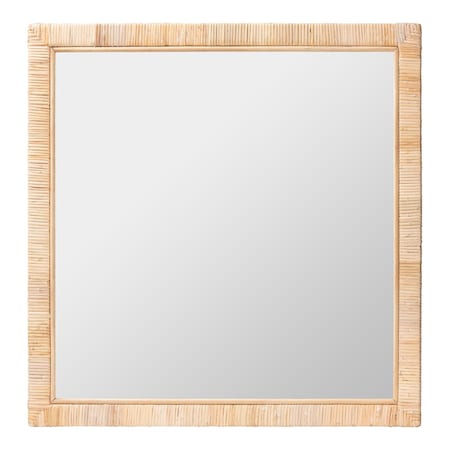 Bali & Pari Lankston Bohemian Natural Rattan Square Accent Wall Mirror 248-13839-ZORO