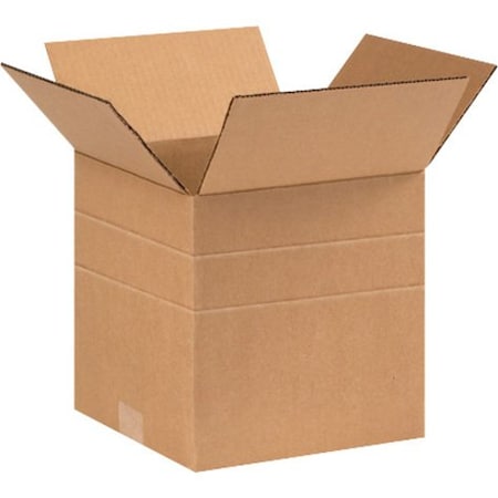 Zoro Select 9 in x 9 in x 9 in Multi-Depth Box, Kraft, Corrugate, Single Wall, 32 ECT MD999