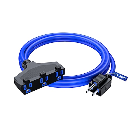 Maximm 6ft 14AWG SJTW 3-Outlet Extension Cord, Blue 3OUT-EXT-BL-6FT
