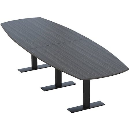 Skutchi Designs Arc Boat Conference Table With Power, 48 in W, 120 in L HAR-ABOT-48X120-T.BK-WA7949-NA