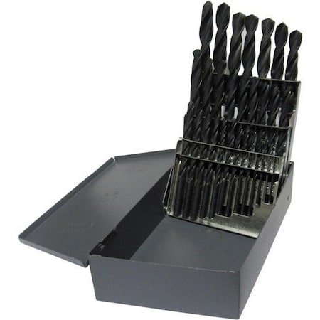 Drill America 29 Piece HSS Black Oxide Jobber Length Drill Bit Set, D/AN, 1/16" - 1/2" X 1/4" Shank D/A29JX1/4-SET