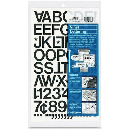 Chartpak Letters, Vinyl, Helvetica, 1", Black, PK88 01030