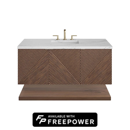 James Martin Vanities Marcello 48 in. Single Vanity, Chestnut w/ 3 CM Ethereal Noctis Silestone Top D200-V48-CSN-FENC