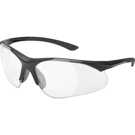 Deltaplus Safety Reading Glasses, Scratch-Resistant, Black Half-Frame, Clear Lens, +1.0 Diopter RX-500-C-1.0