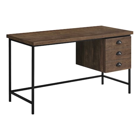 Homeroots 55" Brown and Black Computer Desk With Three Drawers 333550