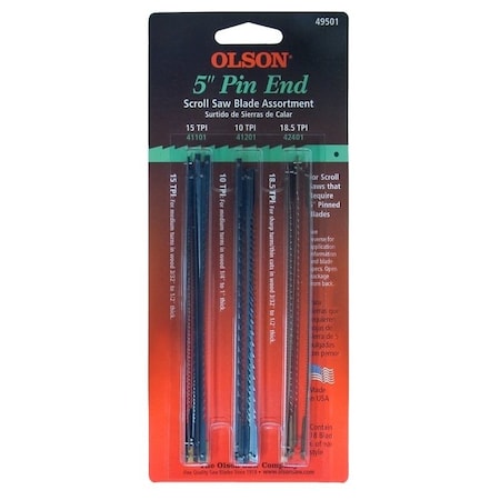 Olson Pin End Blade Assortment, Regular Teeth, 5 in L FR49501