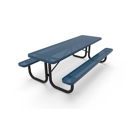 Mytcoat 8ft Rectangular Portable Outdoor Table, Light Blue, Seats 8, Punched Steel, Textured Coating 804070