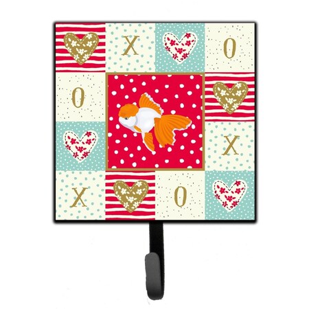 Carolines Treasures 4.25 x 1 x 7 in. Oranda Red Cap Goldfish Love Leash or Key Holder CK5475SH4