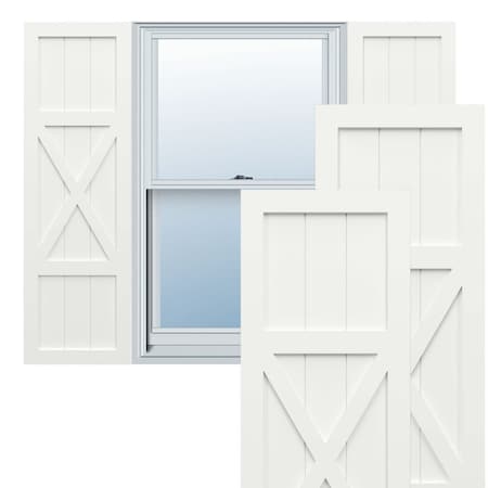 Ekena Millwork True Fit PVC Center X-Board Farmhouse Fixed Mount Shutters, Unfinished , 15W x 76H, PR TFP107FH15X076UN