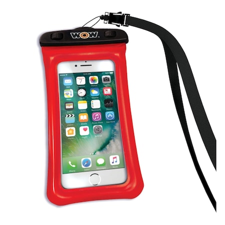 Wow Sports WATERPROOF POUCH 5 Inch x 8 Inch Red Use To Hold Smart Phone With Lanyard 18-5010R