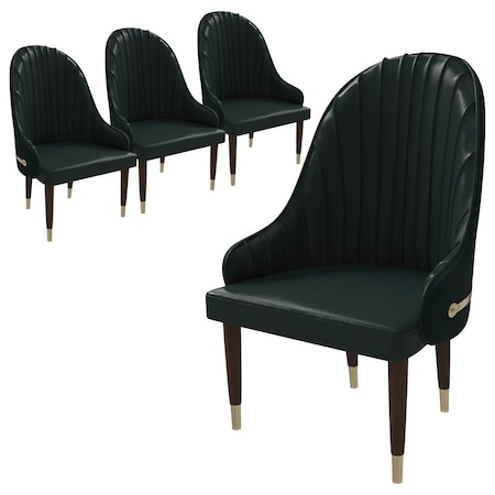 Leisuremod Elara Collection Wooden Dining Chair in Two-Tone Green, 4PK EC59G4