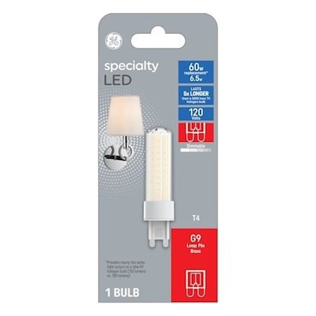 Ge LED Bulb, Specialty, T4 Lamp, G9 Lamp Base, Dimmable, Soft White Light, 3000 K Color Temp 93129028