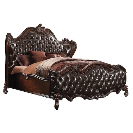 Homeroots Dark Brown King Bed Frame with Nailhead Trim 348172
