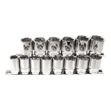 K-Tool International Metric Socket Set, 1/2 in Dr, 6Pt, 14 pcs. KTI-28100