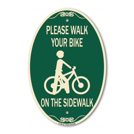 Signmission Pavement Stencil Please Walk Your Bike on the, 12 In X 18 In Architectural, Heavy Gauge Aluminum A-OV-G-1218-23338
