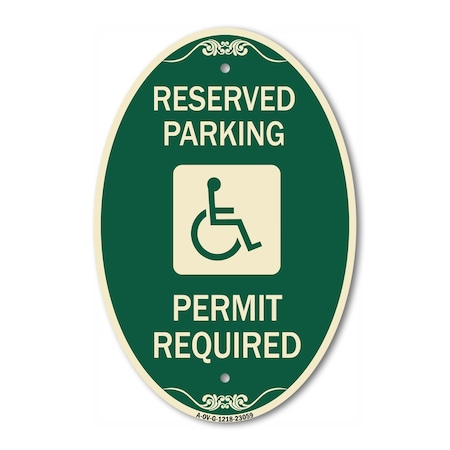Signmission Reserved Parking Permit Required With Graphi, 12 In X 18 In Architectural, Heavy Gauge Aluminum A-OV-G-1218-23059