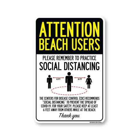 Signmission PSA, Beach Users Practice Social Distancing, 24in X 18in Peel And Stick Wall Graphic, RD-1824-25414 OS-NS-RD-1824-25414