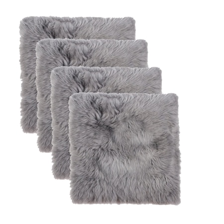 Homeroots Set Of Four 17" X 17" Grey Wool Chair Pads 489528