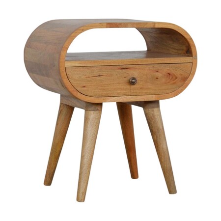 Homeroots 21" Oak Solid Wood Oval One Drawer Nightstand 722571