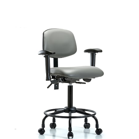 Blue Ridge Ergonomics Vinyl Chair, Vinyl, Adjustable Arms BR-VMBCH-RT-T0-A1-RC-8840