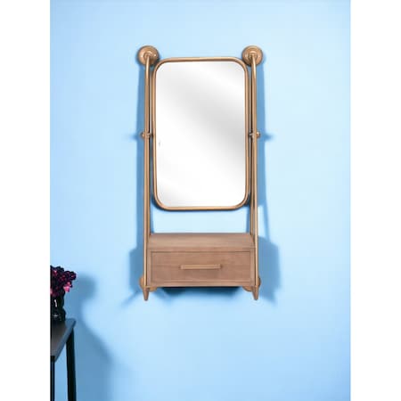 Homeroots 36" Gold Steel Framed Accent Mirror 391668