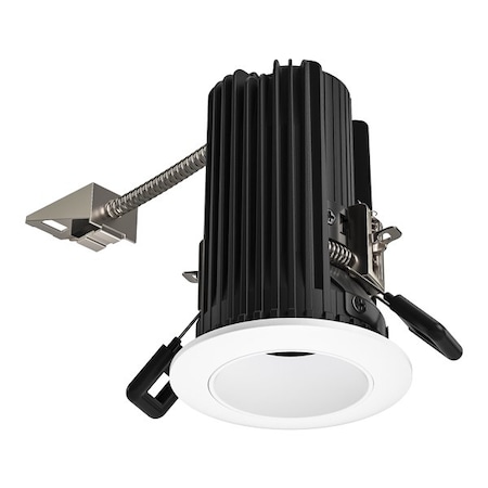 Elco Lighting 2in Round Reflector Teak LED Light Engine, 850 - 1100lm, 4000K, Black with White Trim E2L10F40B