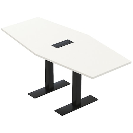 Skutchi Designs 6ft Conference Table With Power Unit | 6 Person Modular Hexagon Meeting Table | Harmony Series HAR-HEX.IR-36X72-T.BK-W960-EBLK