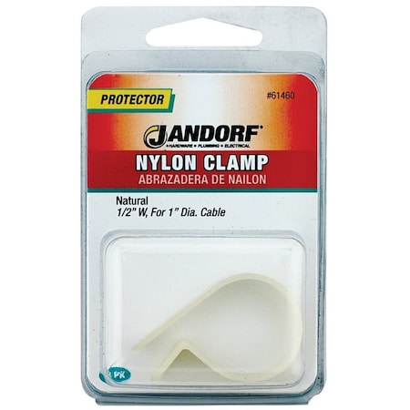 Jandorf Cable Clamp, 1 in Max Bundle Dia, 1/2 in W, Nylon, Natural 61460