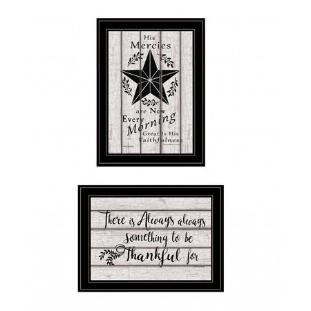 Homeroots Set Of Two His Mercies and Thankful 2 Black Framed Print Wall Art, 2PK 408026