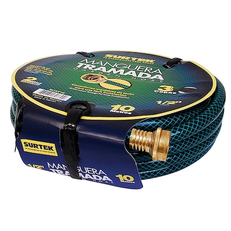 Surtek 5/8 in ID x 65 ft L Garden Hose, Green, Metallic Fitting M58T20