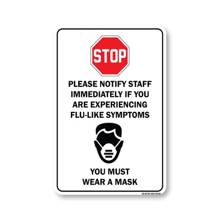 Signmission PSA Stop Notify Staff If Are Experiencing Flu-like Symptoms 24in X 18in Wall Graphic, RD-1824-25440 OS-NS-RD-1824-25440