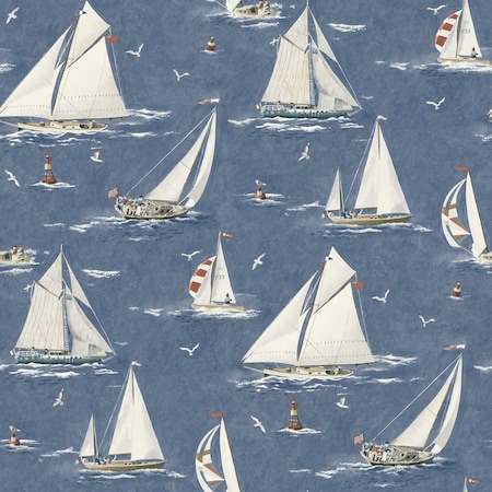 Chesapeake Leeward Navy Sailboat Wallpaper 4071-71035