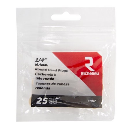 Richelieu Round Birch Head Plug 1/4 in. D X .25 in. L Natural, 25PK R77182