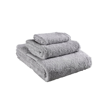 Set of Three Light Gray Cotton Quick Dry Terry Cloth Towels, 3PK