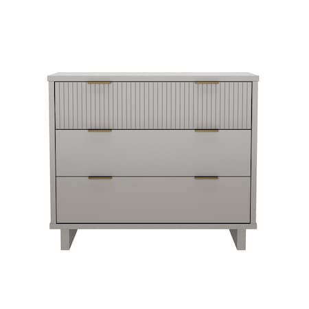 Manhattan Comfort Elara 38 in Solid Wood Dresser in Light Gray (3-Drawer) DR1782-6