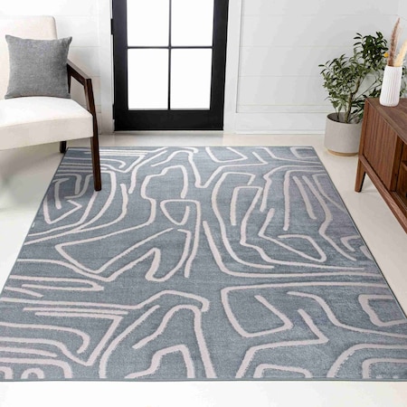 Jonathan Y Alcina Modern Scandinavian Graphic Lines High-Low Blue/White 8 ft. x 10 ft. Area Rug SND102D-8