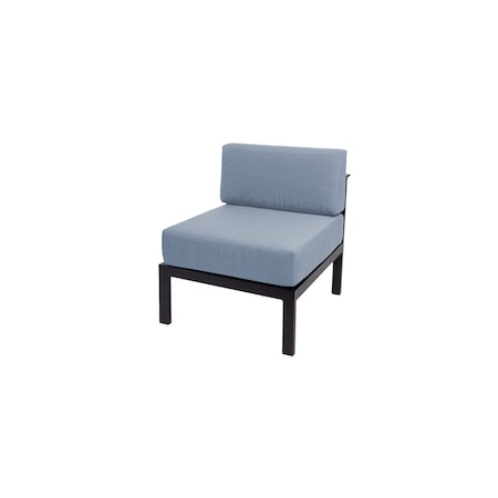 Bfm Seating Belmar Armless Middle Sofa Section with Sunbrella cushions, Sand Black Frame PH6101BL-M-14059