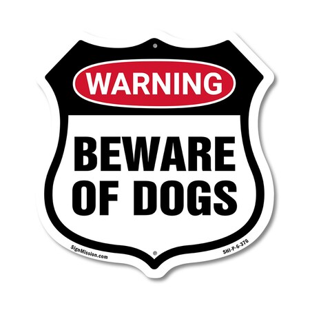 Signmission Dog Warning Shield Sign Beware Of Dogs, 6 Inch X 6 Inch, Plastic Sign SHI-P-6-376