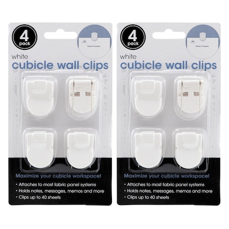 Advantus Wall Clips For Fabric Panels, White, 40 Sheet Capacity, 8PK 75300