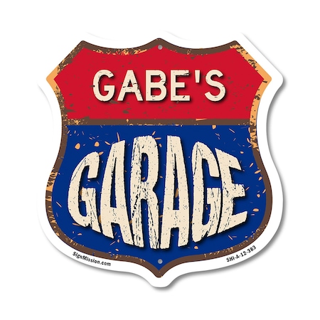 Signmission Gabe's Garage, 12 Inch X 12 Inch, Aluminum Metal Sign SHI-A-12-383-GABE