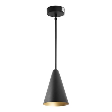 Westgate CONE PENDANT 7in DIA. 5FT ADJ. DOWNROD 120-277V 6/9/12W 30/40/50K BK WITH GOLD, 6W/9W/12W, White LCFS-MCT-BK