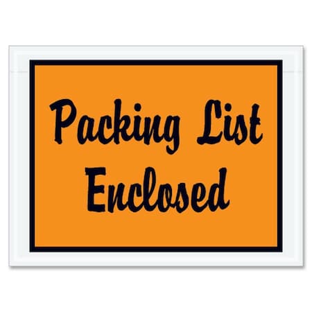 Zoro Select Packing List Envelopes, Orange, PK1000 PL1