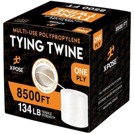 Xpose Safety Poly Twine, 1 Ply x 8500 Ft White Poly Twine 1PT-8500-X