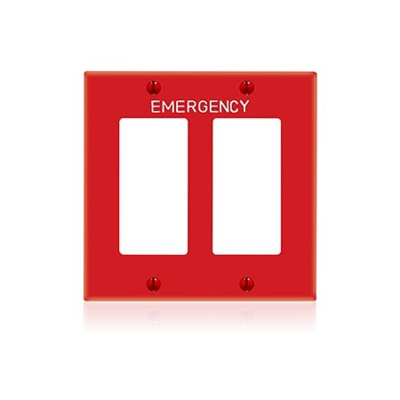 Leviton Decora Wallplate, Gang 2, Red 80409-REW