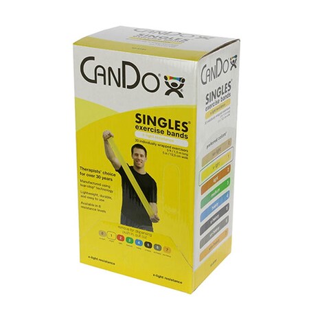 Fabrication Enterprises 30 Piece Cando Exercise Band 5 ft. Singles Dispenser, Yellow 1198636