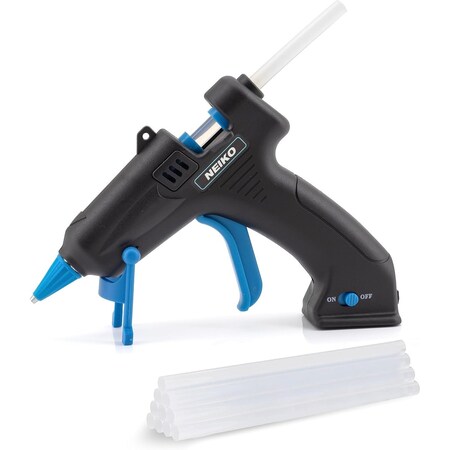 Neiko 15W Rechargeable Cordless Insulated Nozzle Hot Glue Gun, 10 Glue Sticks Included 02660A